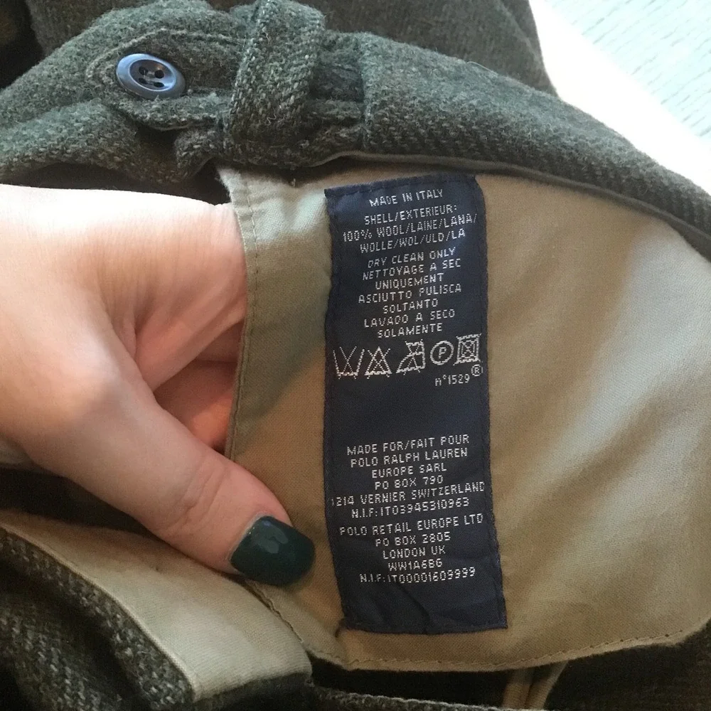Polo Ralph Lauren 36x34 Wool Herringbone Cargo Field Pants Olive Green AS IS